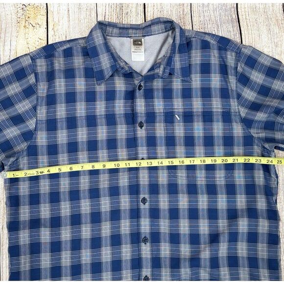 North Face Shirt Mens Size XL Blue Plaid‎ Performance Blend Short Sleeve Casual - Picture 3 of 6